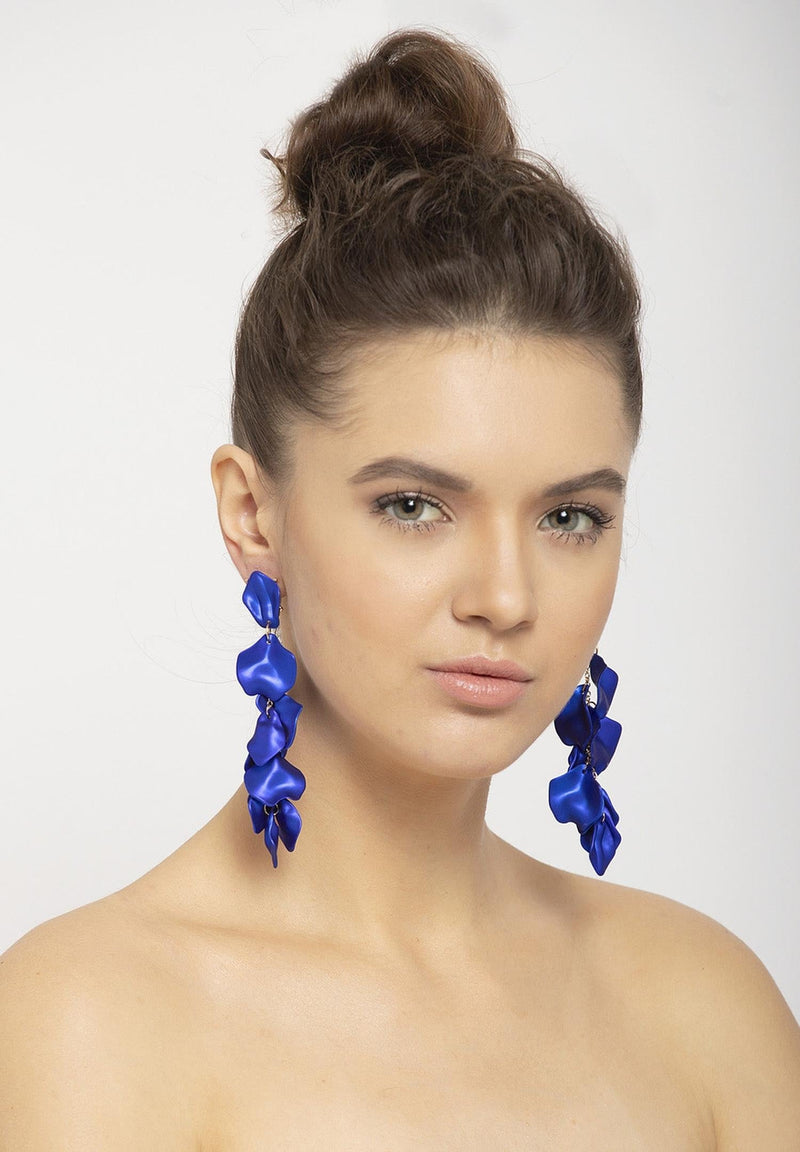Luxury Statement Rose Petals Long Earrings