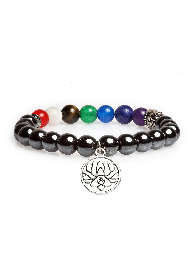 8MM A+ Grade Natural Authentic Hematite 7 Chakra Bracelet for Yoga Meditation Balancing Reiki Healing