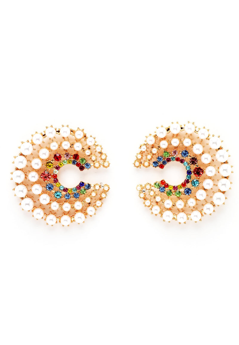 Pearl Swirl Hoop Earrings