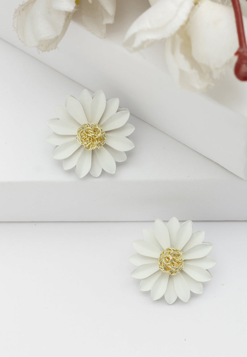 Red Floral Studs