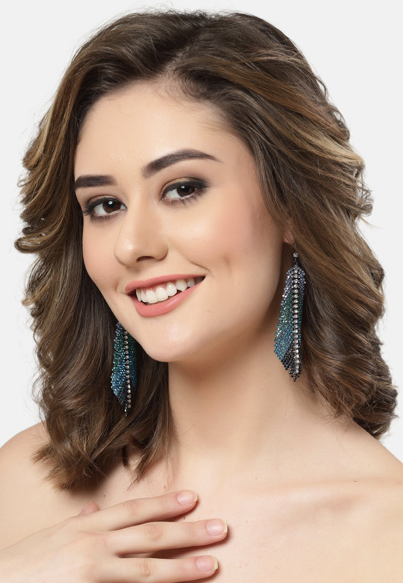 Feather Crystals Studded Earrings