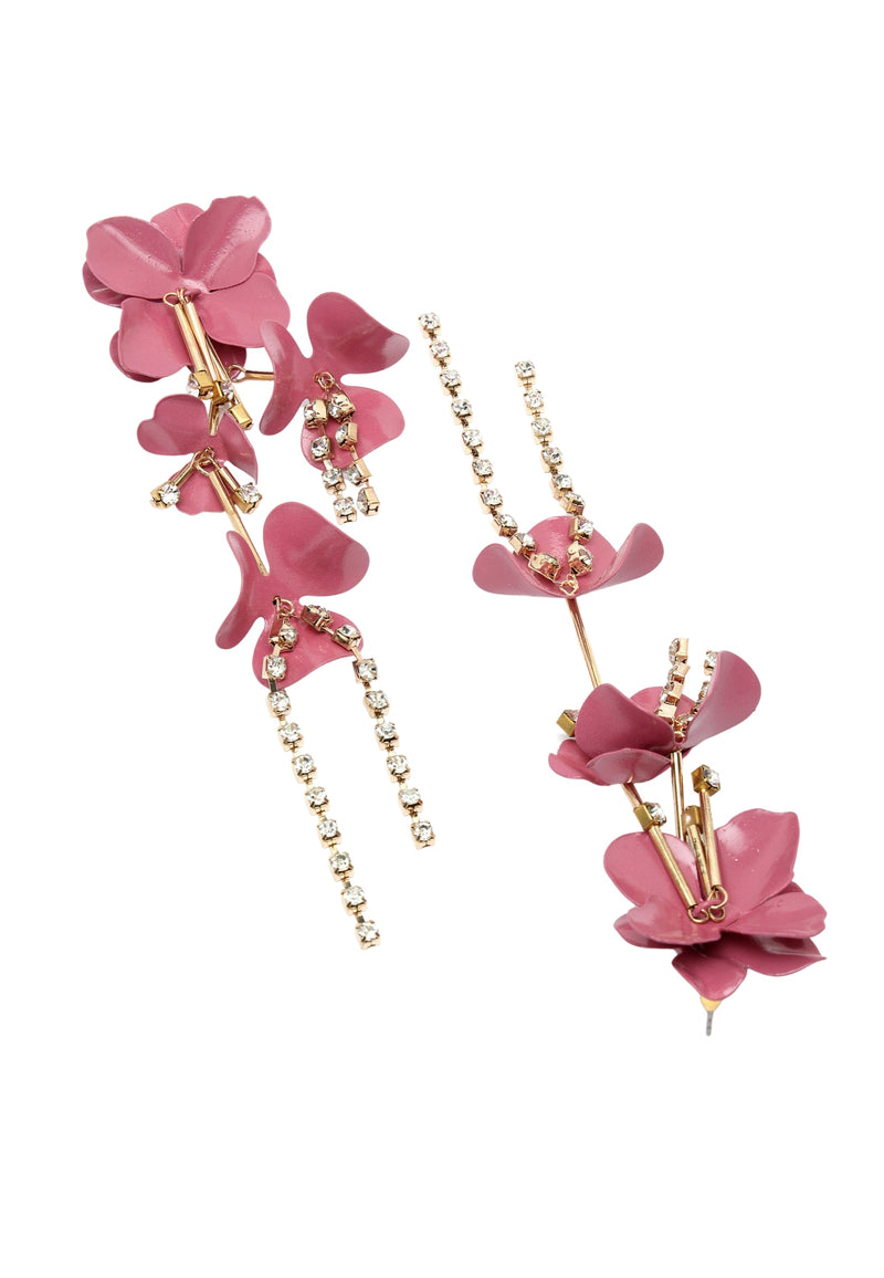 Long Pink Floral Earrings