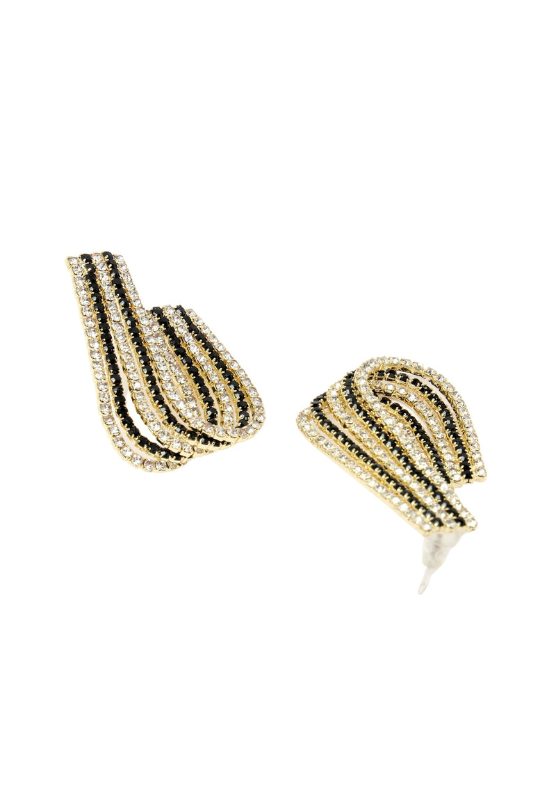 White Crystal J-Hoop Earrings