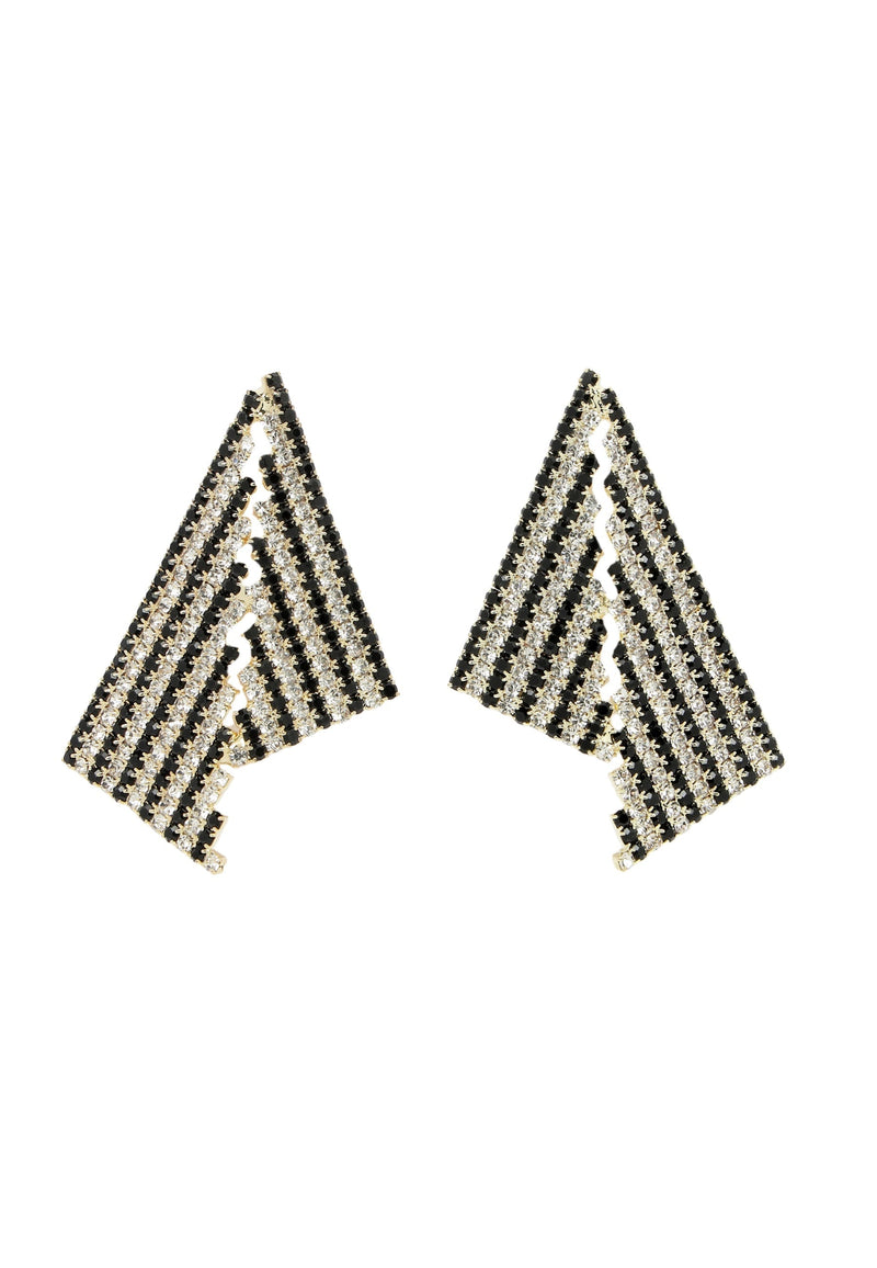 Asymmetrical Triangle White Crystal Earrings