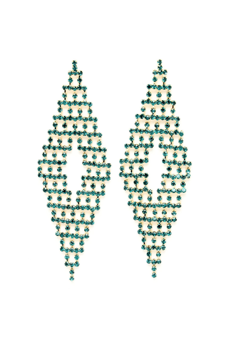 Stunning Rhombus Shaped Blue Crystal Earrings