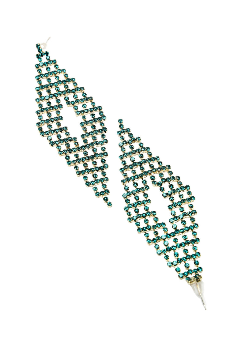 Stunning Rhombus Shaped Blue Crystal Earrings