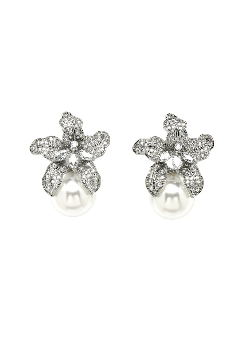 Bridesmaid Silver-Colored Crystal Earrings