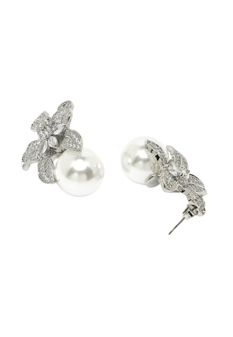 Bridesmaid Silver-Colored Crystal Earrings