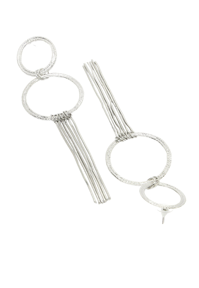 Elegant Circular Fringe Earrings In Silver