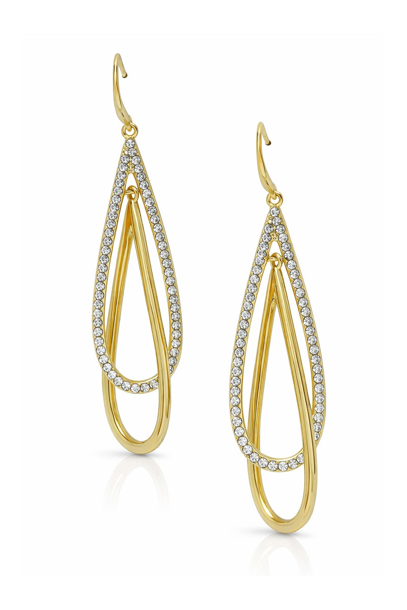 Double Loop Pavé Drop Earrings