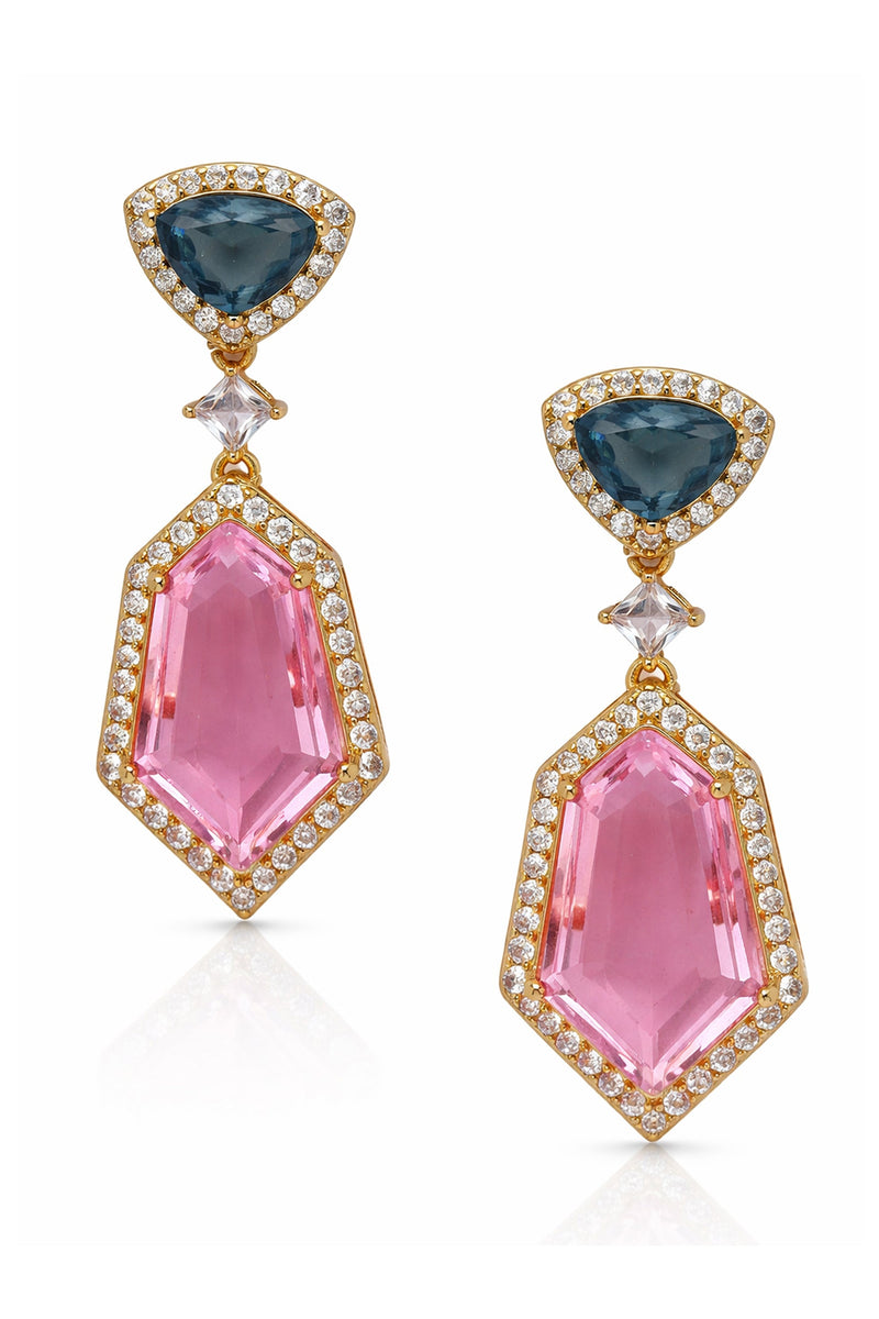 Geometric Double Stone Drop Earrings