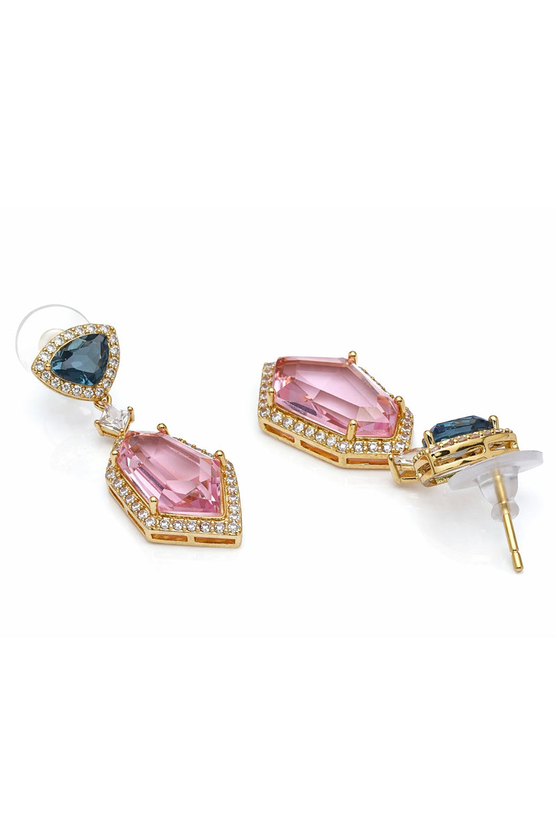 Geometric Double Stone Drop Earrings