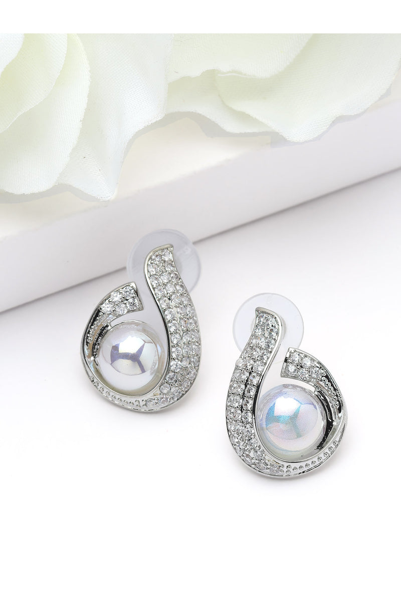 Swirl Opalescent Stone Stud Earrings