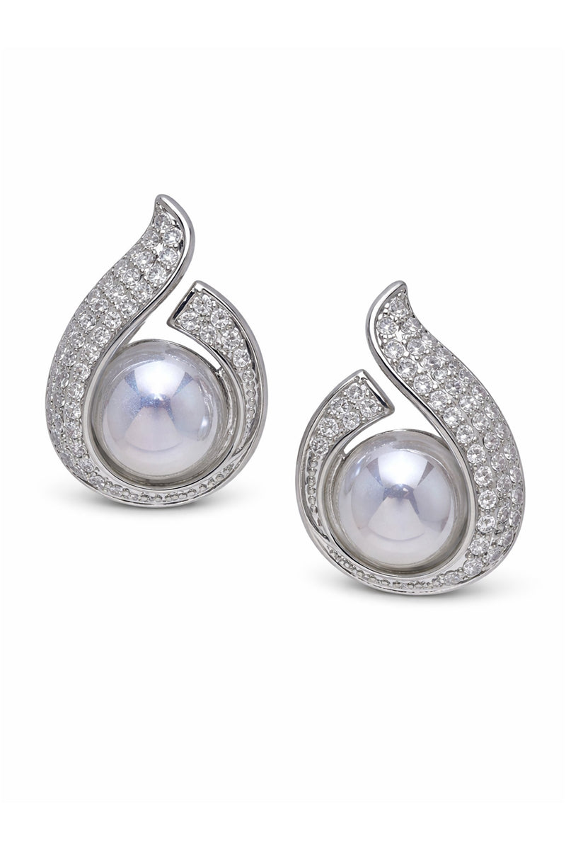 Swirl Opalescent Stone Stud Earrings
