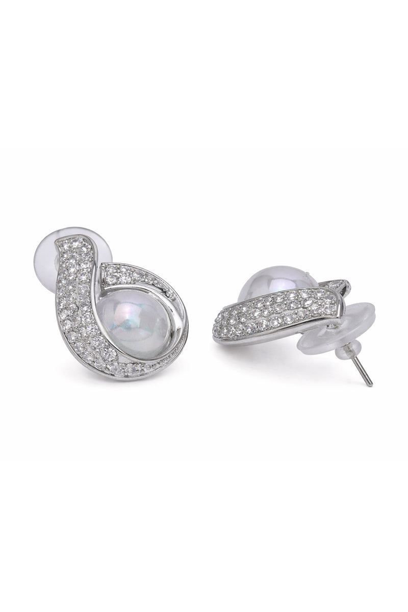 Swirl Opalescent Stone Stud Earrings