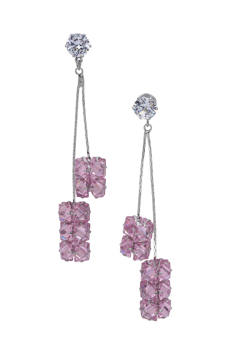 Crystal Ribbon Tassel Drop Earrings