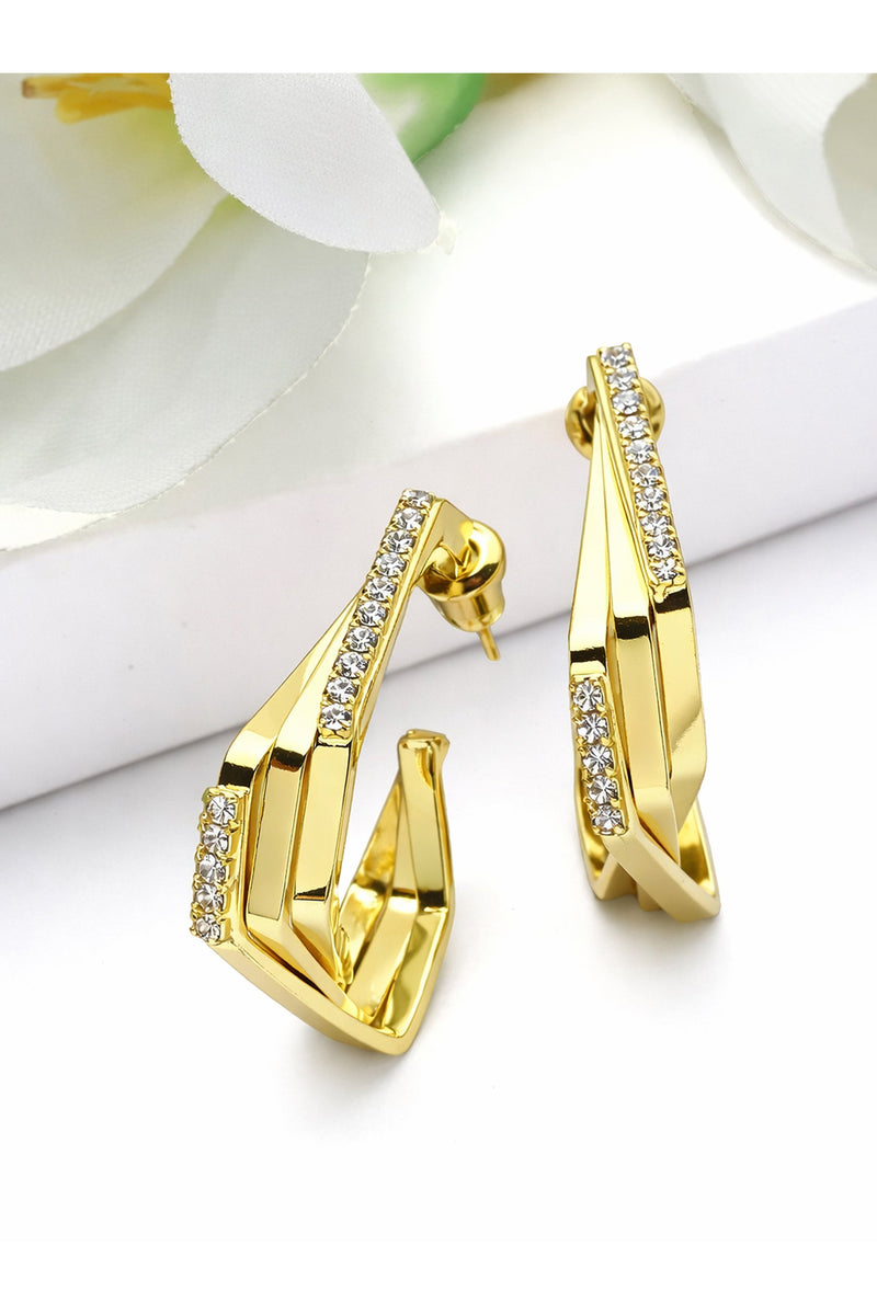 Angular Pavé Hoop Earrings
