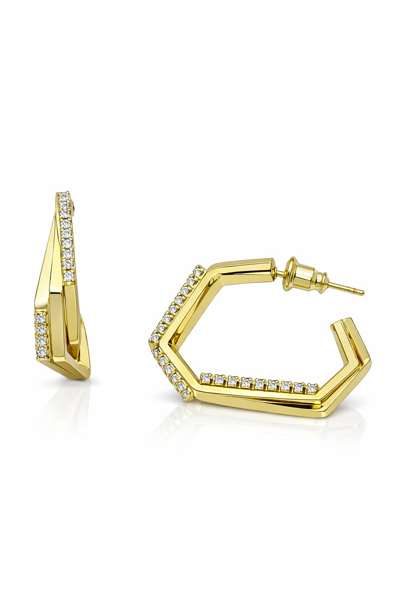 Angular Pavé Hoop Earrings