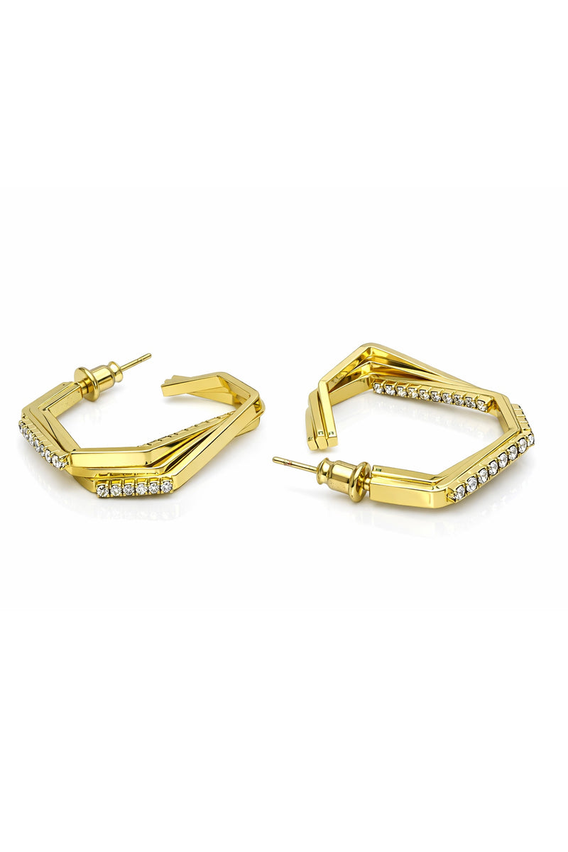 Angular Pavé Hoop Earrings