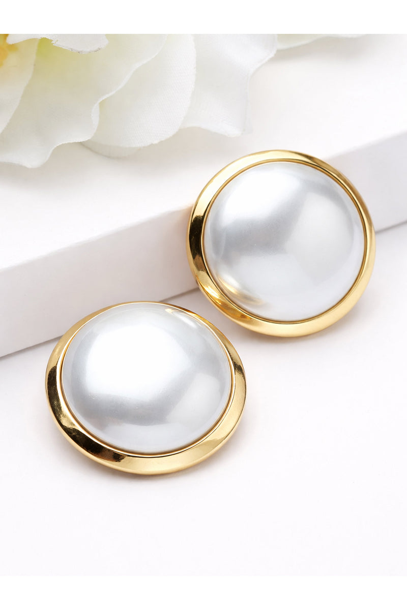 Domed Pearl-Effect Statement Stud Earrings