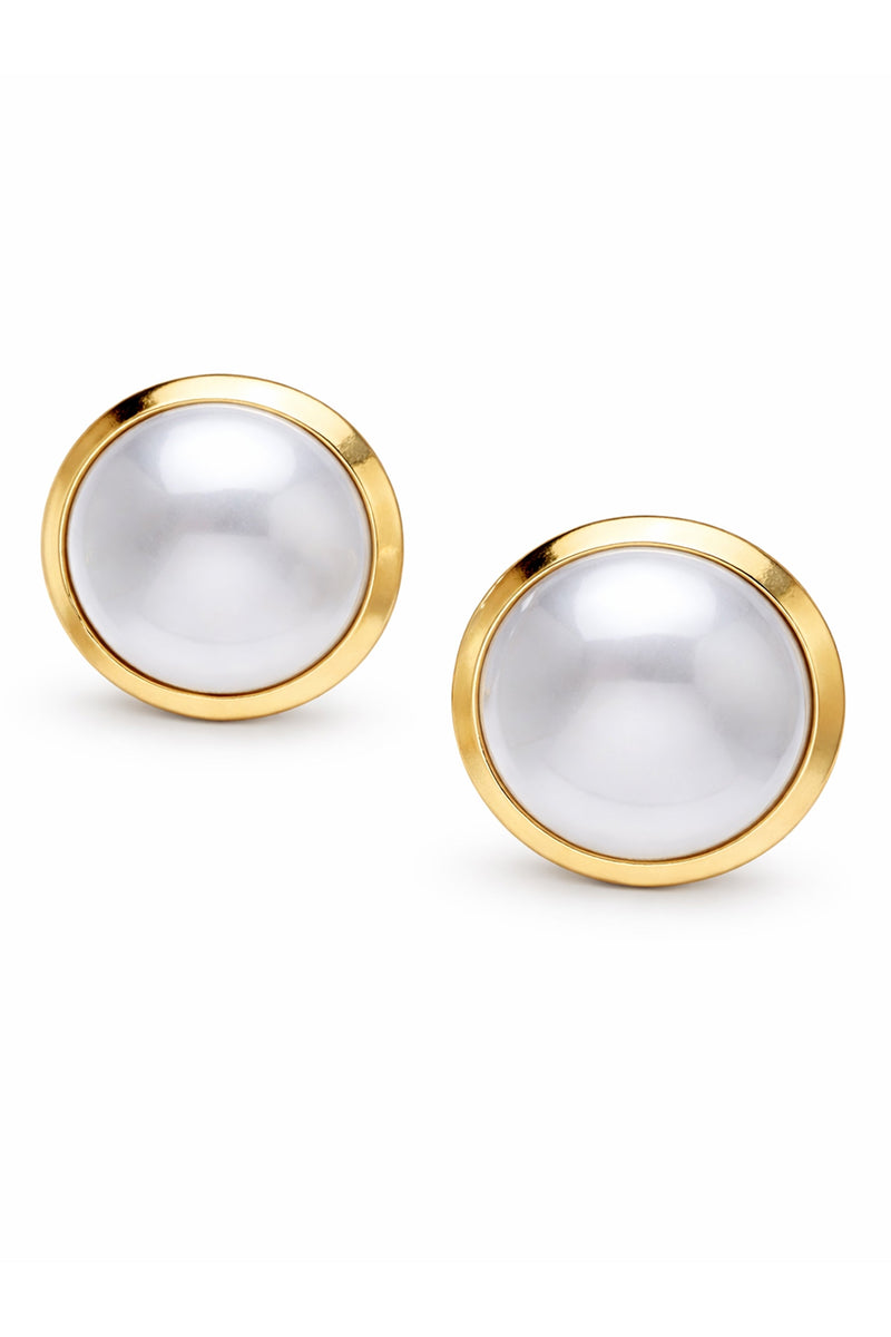 Domed Pearl-Effect Statement Stud Earrings