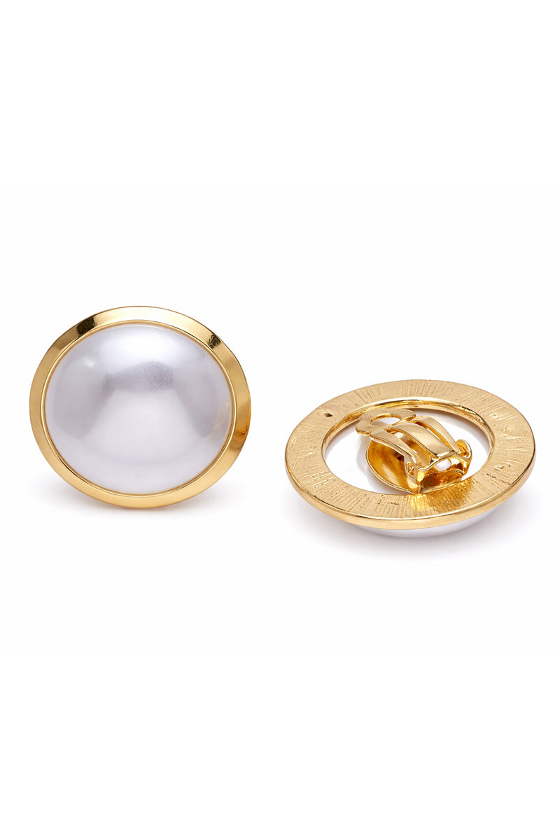 Domed Pearl-Effect Statement Stud Earrings