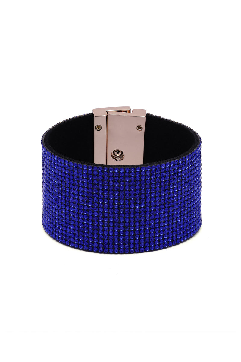 Luxury Crystal-Studded Leather Cuff Bracelet