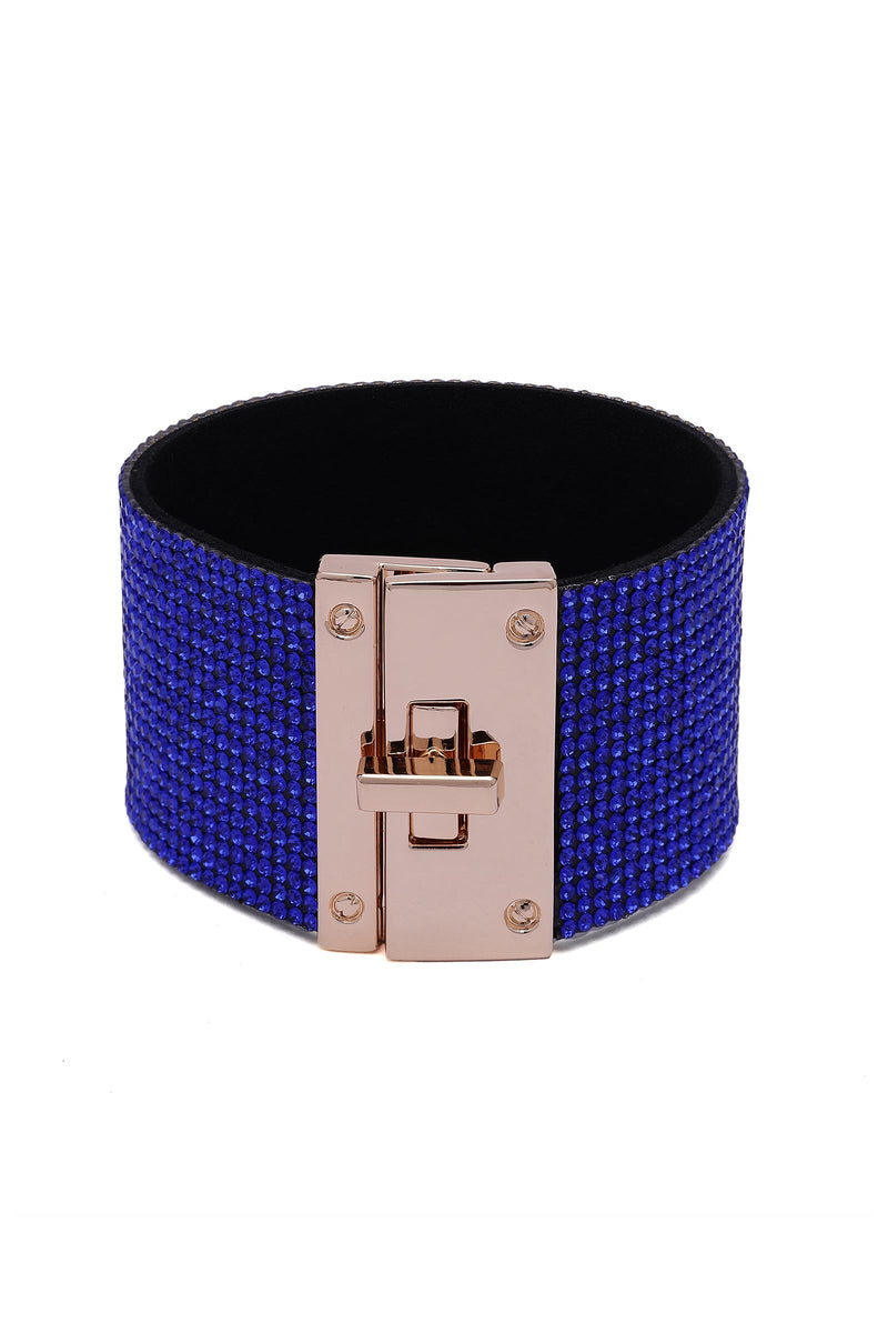 Luxury Crystal-Studded Leather Cuff Bracelet