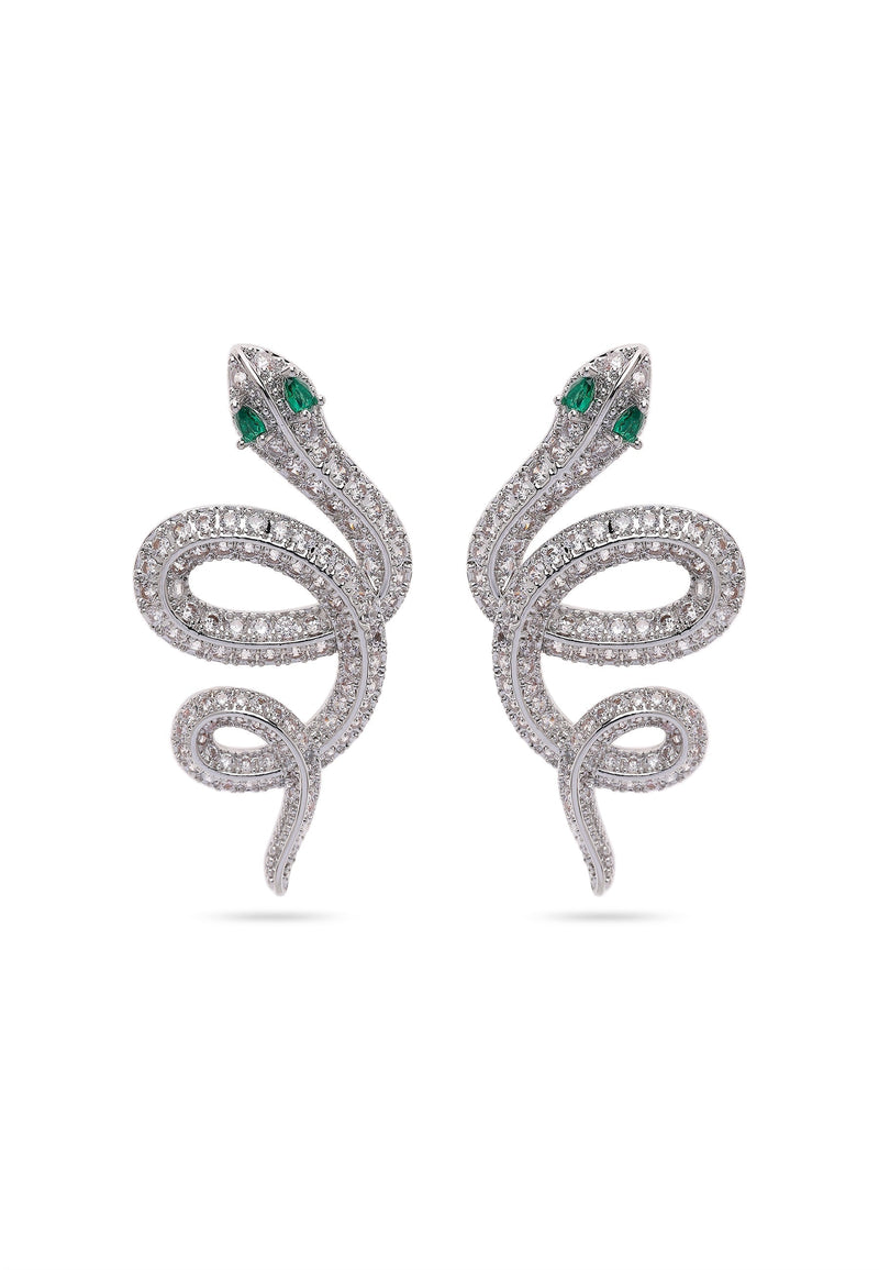 Silver colored Serpent Earrings