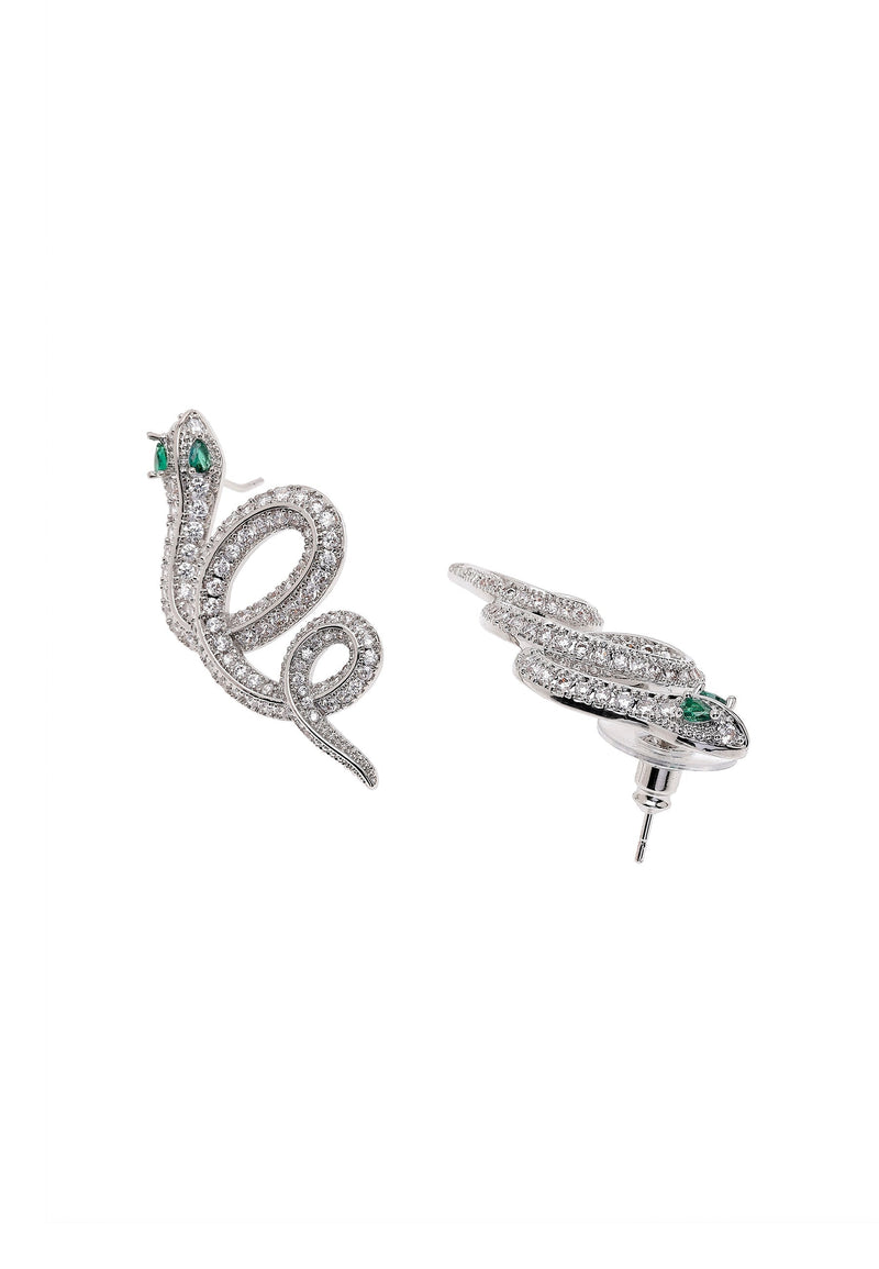 Silver colored Serpent Earrings