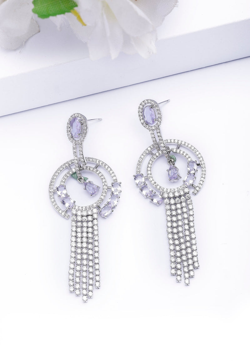 Geometric Purple Chain Dangle Earrings