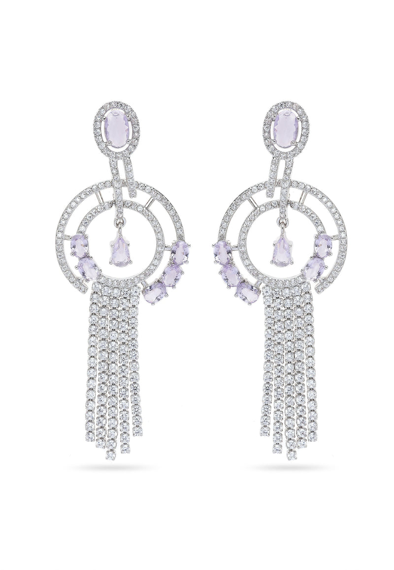 Geometric Purple Chain Dangle Earrings