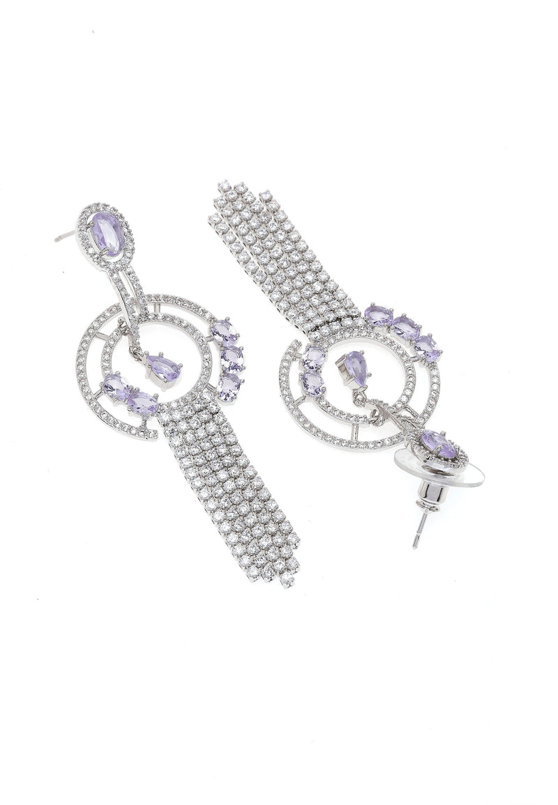 Geometric Purple Chain Dangle Earrings