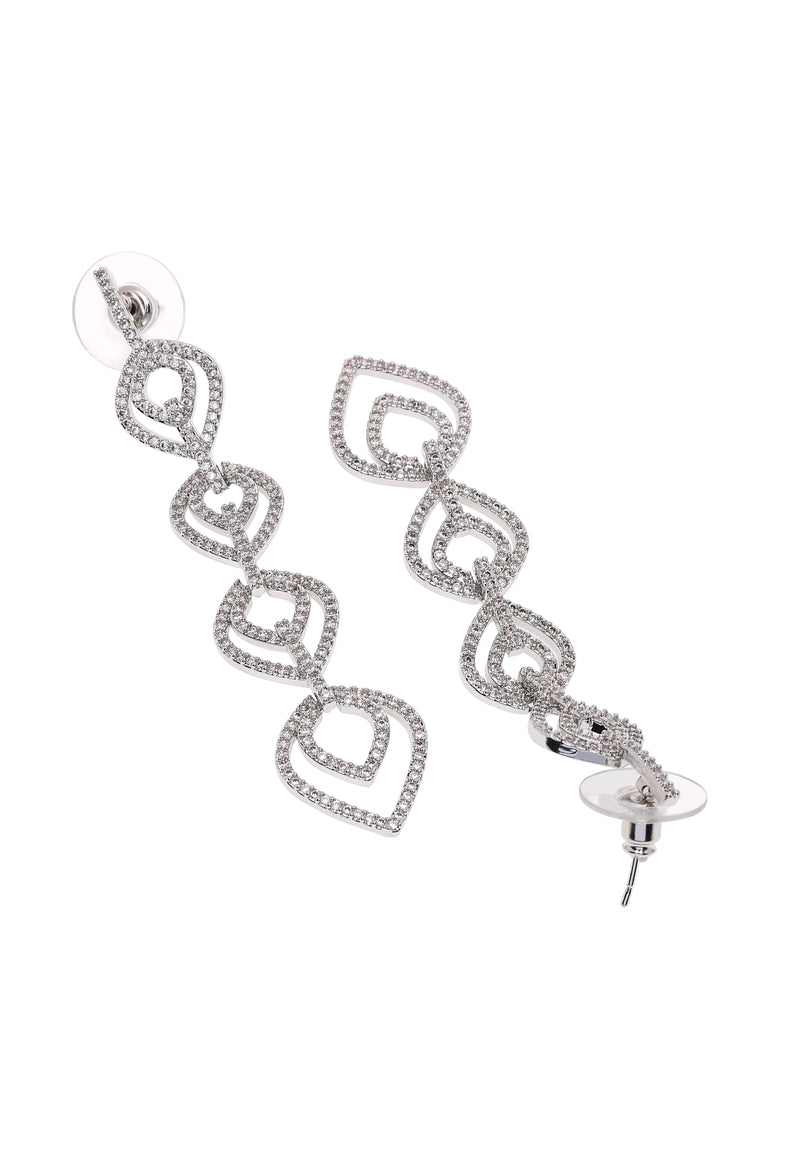 Silver Colored Teardrop Dangle Earrings