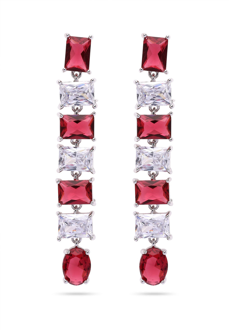 Hot Red Square Drop Earrings