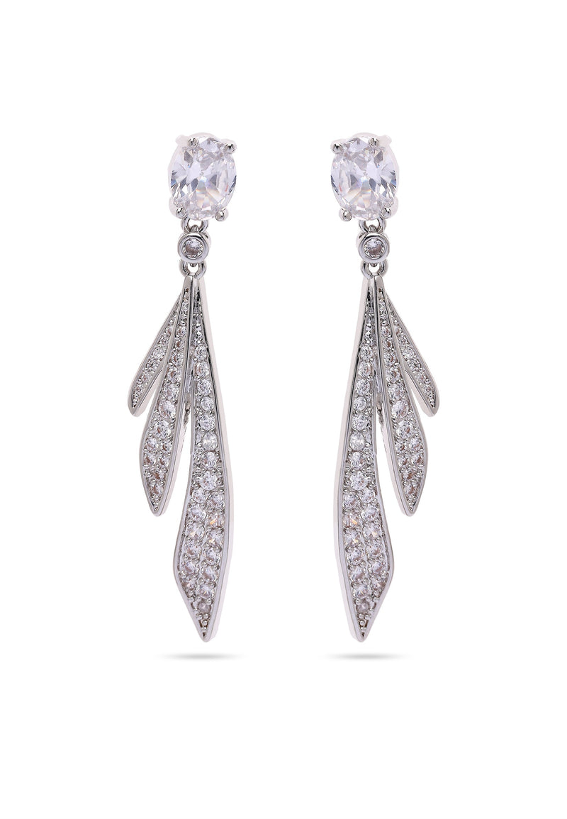 Silver colored Feather Drop Earrings