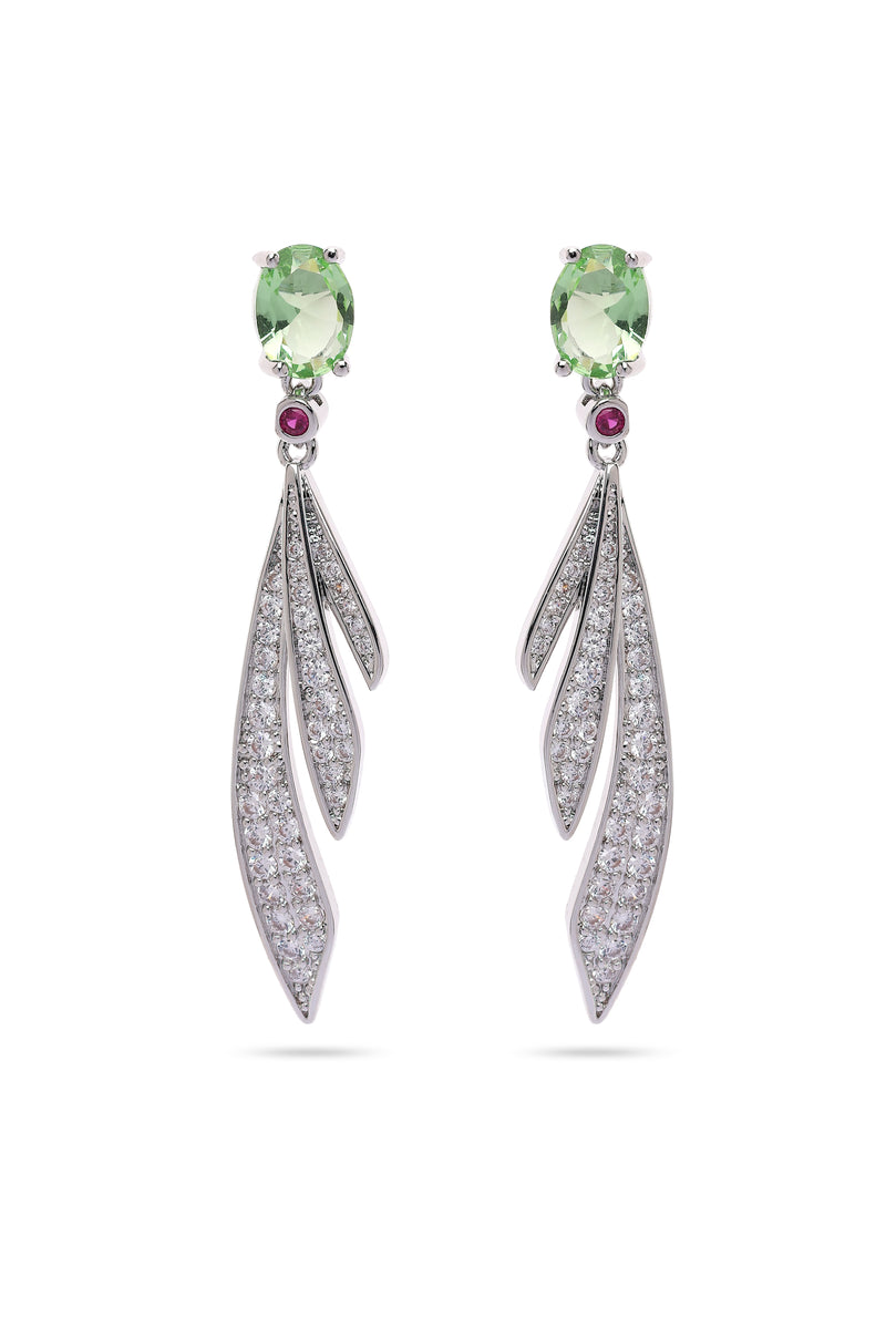 Silver colored Feather Drop Earrings