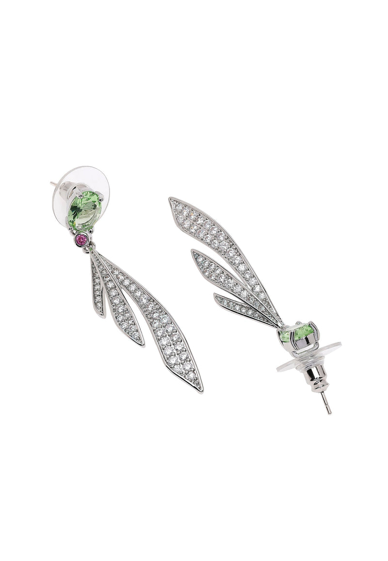 Silver colored Feather Drop Earrings