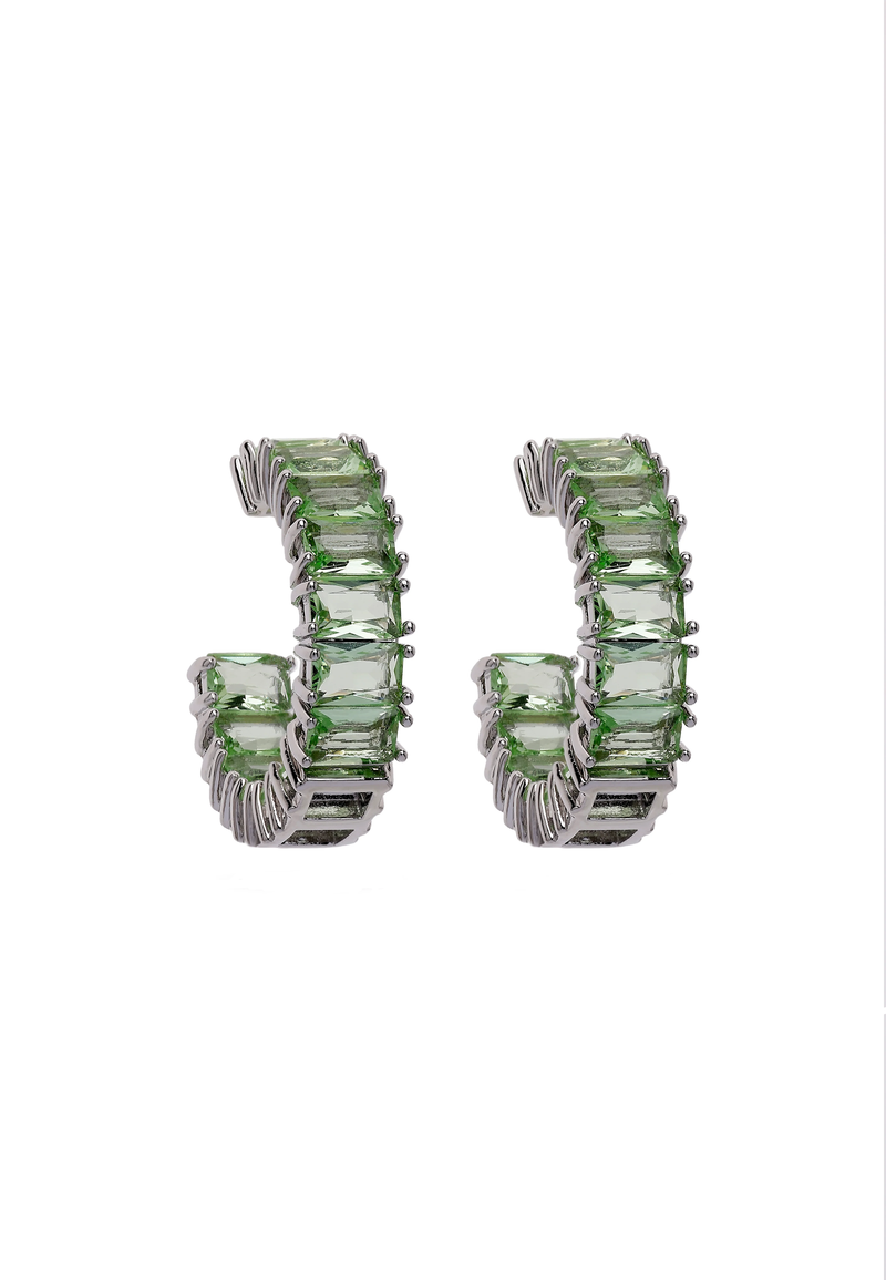 Light Green C-shaped Dainty Hoops
