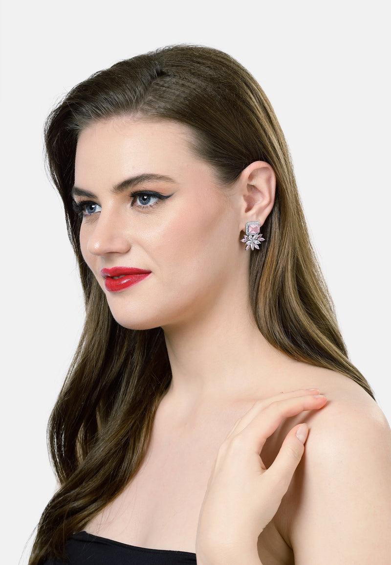 Dainty Light Pink Floral Stud Earrings