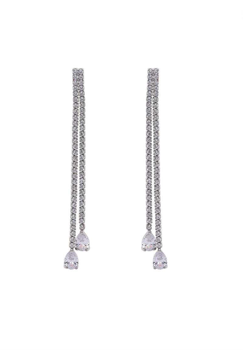 Silver Double Long Earrings