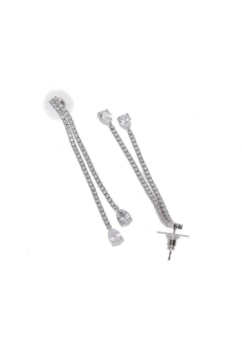 Silver Double Long Earrings