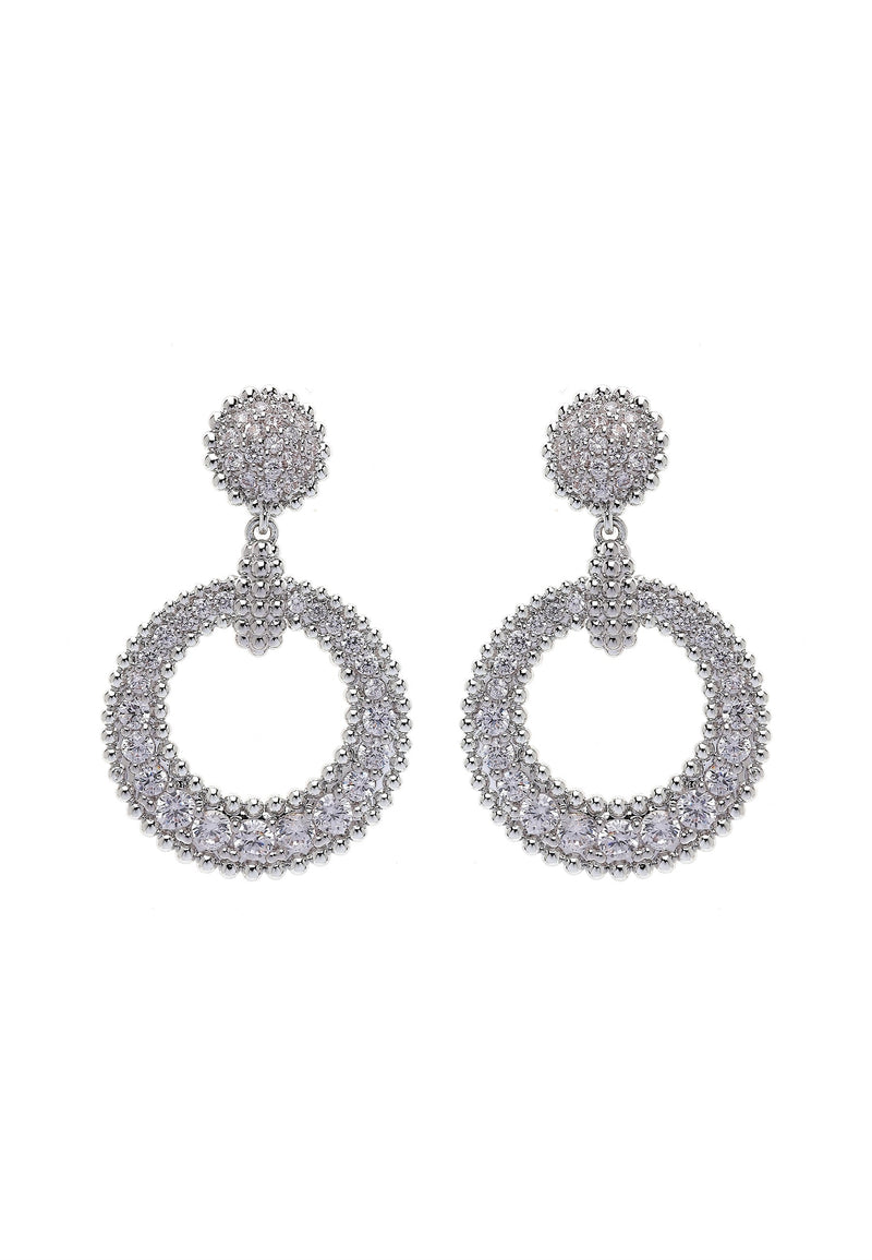 Silver colored Circular Drop Earrings
