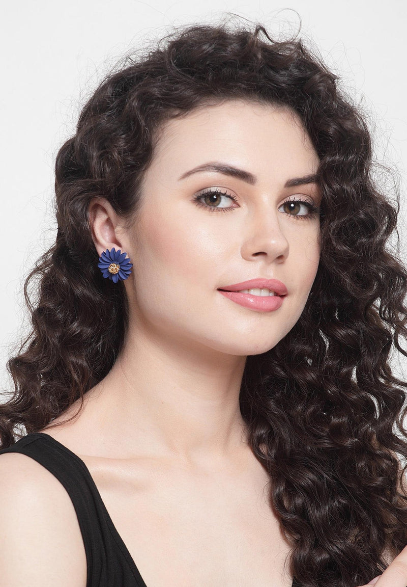 Blue Floral Studs