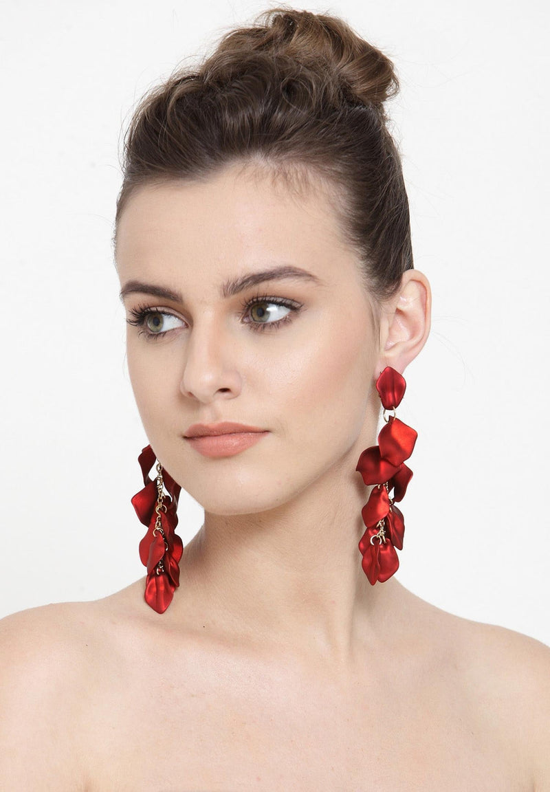 Luxury Statement Rose Petals Long Earrings
