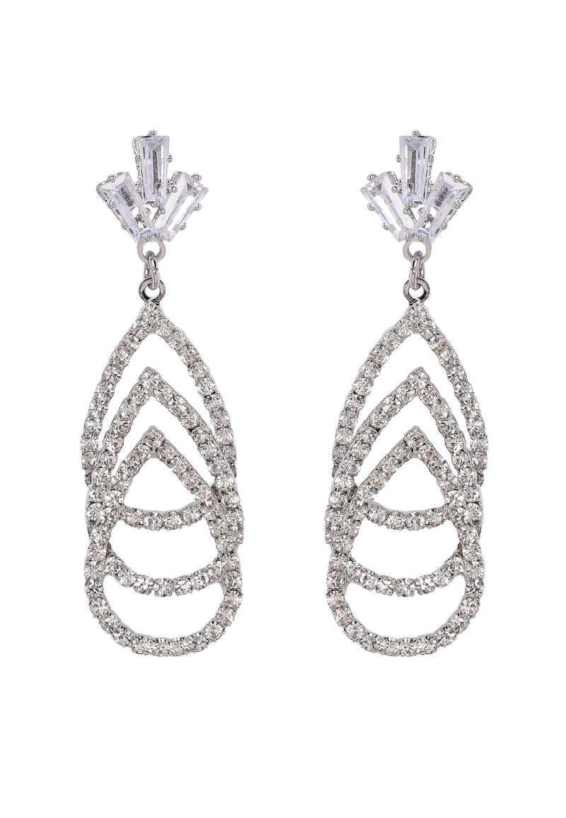 Gleaming Three-Tiered Diamond Drop Earrings