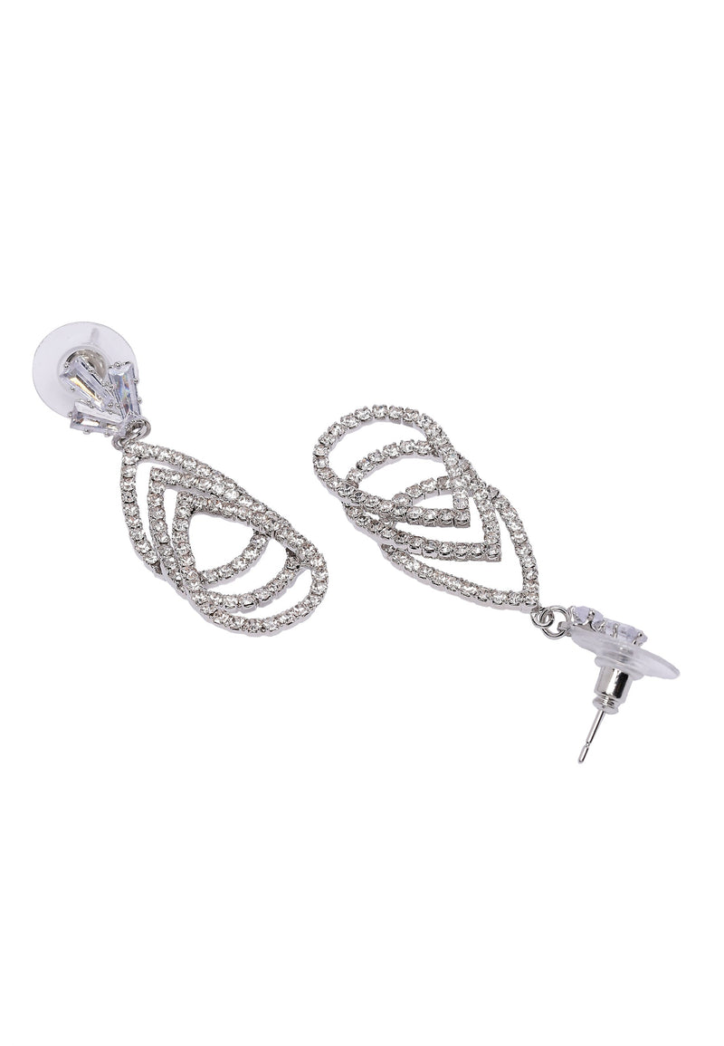 Gleaming Three-Tiered Diamond Drop Earrings
