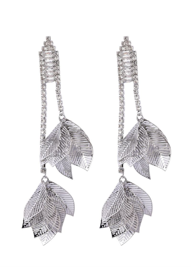 Crystal Leafy Dangling Earrings