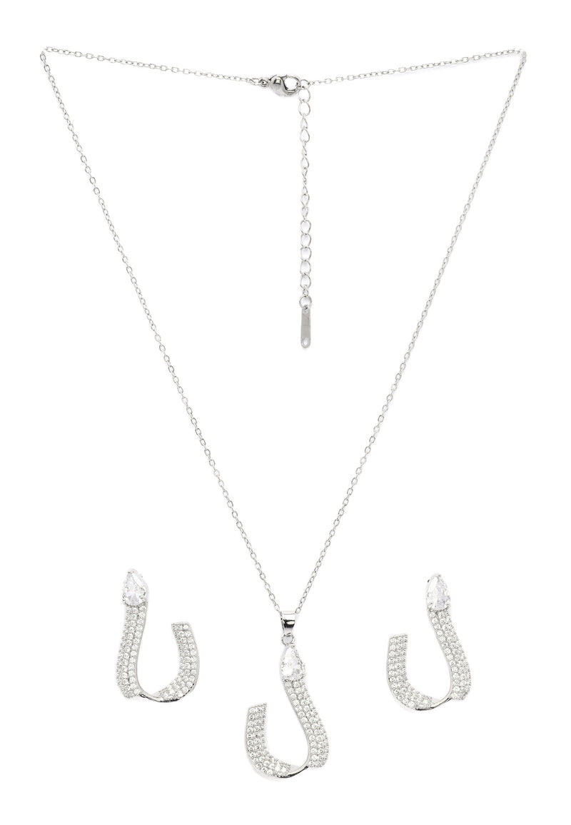 Shimmering Charm Horseshoe Earrings and Necklace Set