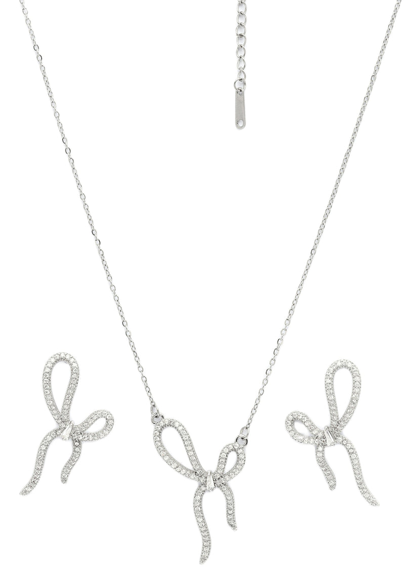 Twinkling Bow Earrings and Necklace Set